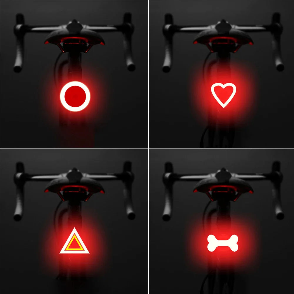 Bicycle Tail Light Round Heart Bicycle Light Charging Mountain Lights Night Ride Road Bike Ride Creative Taillight Equipment