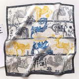 Silk Square Scarf Women 100% Real Luxury Brand Horse Print Neckerchief Female Hair Hand Bag Wrist Foualrd Scarves Bandana