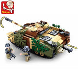 Military Challenger Leopard Panther Heavy Main Battle Tank Soldier Building Blocks Plastic Model Bricks Army Toys for Children