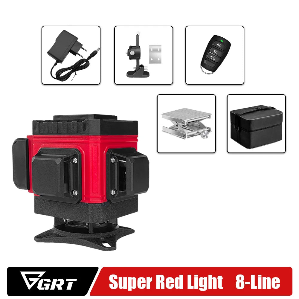 Laser Level Red Line Self Leveling 360 Horizontal And Vertical Super Powerful 8/12/16 Lines Laser Level with Rotaty Base