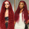 99j Colored Lace Front Human Hair Wigs Deep Wave Burgundy 13x6 Hd Lace Frontal Wig 13x4 Brazilian Glueless Preplucked Curly Wigs