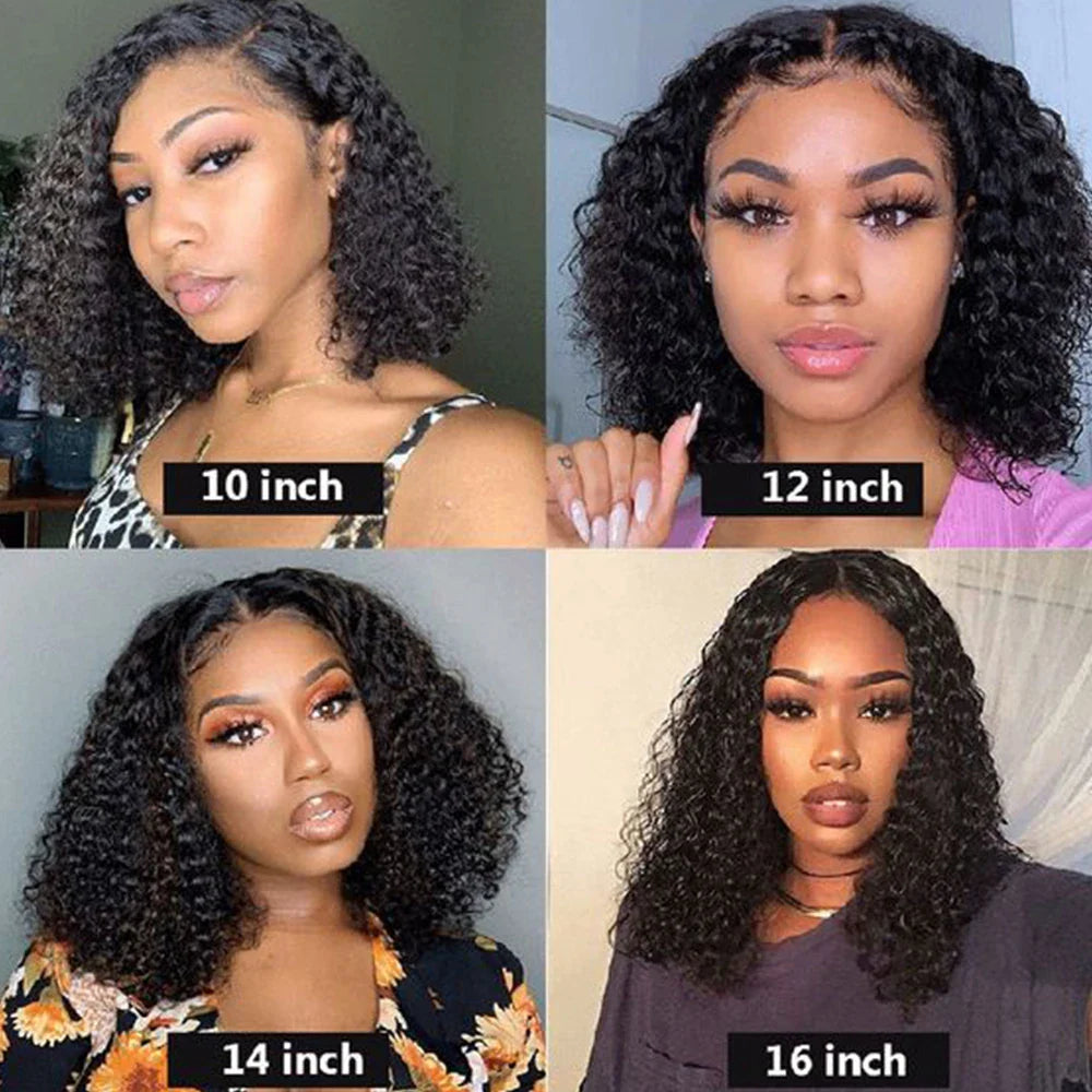 Curly Wigs Bob Wigs Curly Lace Front Human Hair Wigs 100% Bob Hair Wig Human Hair Short Wig 4x4 Closure Human Hair Wig Kinky