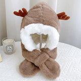 Fur Winter Baby Hat Scarf One-Piece Soft Kids Cap for Girls Boys Cartoon Warmer Neck Ears Baby Bonnet Infant Accessorie