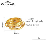 Kameraon Fashion Multilayer Stack AAA Zircon Rings for Women High Quality Shiny Fashion Gold Plated Jewelry Rings Wedding Gifts