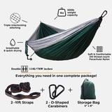 Oversized Double 118inx79in Hammock with Tree Straps and Rain Fly, Indoor Outdoor Backpacking Survival & Travel Camping Hammock