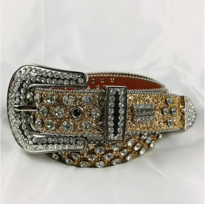 Rhinestone Belts for Women Luxury Diamond Strap Cowgirl Cowboy Bling Crystal Pin Buckle Studded Mens Belts