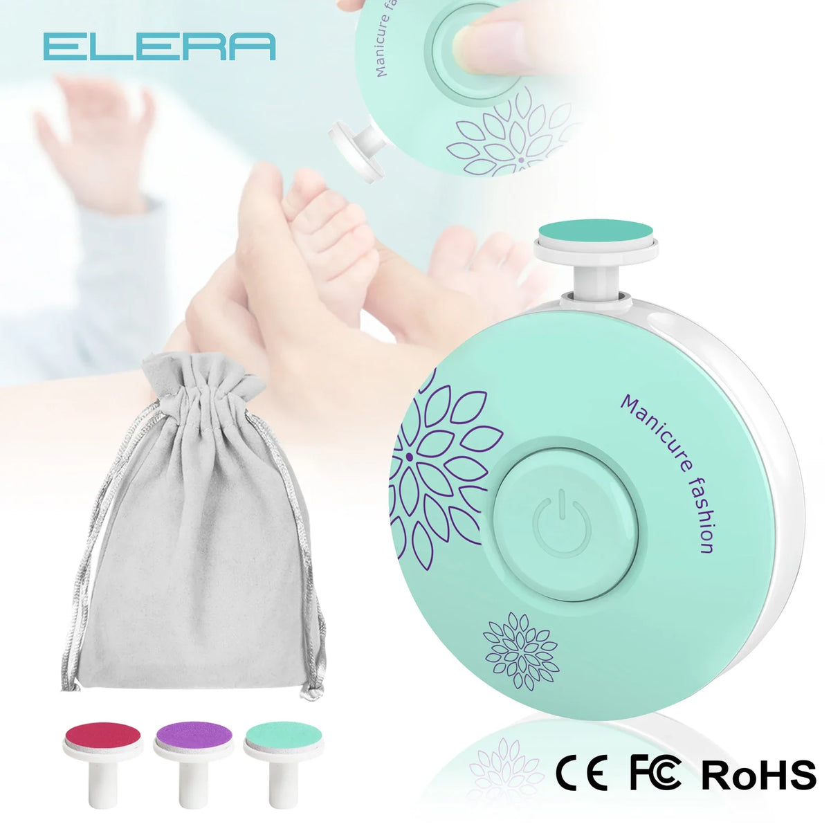 ELERA Baby Electric Nail Trimmer Kid Nail Polisher Tool Baby Care Kit Manicure Set Easy To Trim Nail File Clippers For Newborn