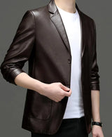 High Quality Men's Suit Leather Coat Spring and Autumn New Casual Small Suit Coat Men's Leather Jacket