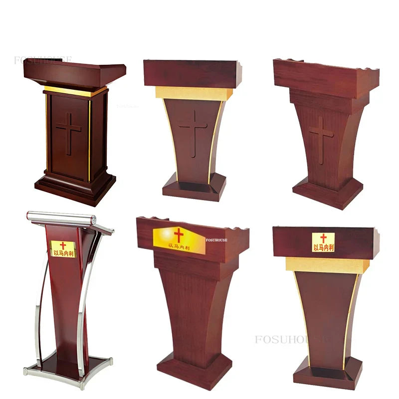 Simple Modern Class Furniture Church Lectern Speech Table Reception Desks Solid Wood Front Desk Cashier Desk Hotel Podium Tables