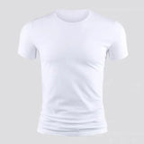 Men's Basic T-shirt Solid Color Short Sleeve Tee Summer Plain Casual Gym Muscle Crew Neck Slim Fit Tops T Shirts Male Clothing