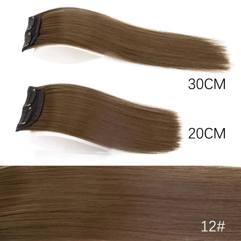 AZQUEEN Synthetic 20cm/30cm Invisible Straight Pads Clip In One Piece Hair Extension Top Side Cover Fluffy Hairpiece For Women