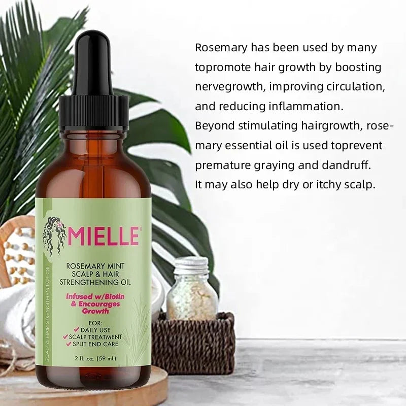 10pcs Organics Mielle Rosemary Mint Hair Growth Essential Oil Scalp & Hair Strengthen Oil Nourishing Improve Split Ends 59ml