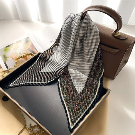 2023 Brand Crinkle Scarf Women Silk Satin Square Neck Tie Hand  Wirst Female Headscarves Bandana Shawl  Leopard Hair Foulard