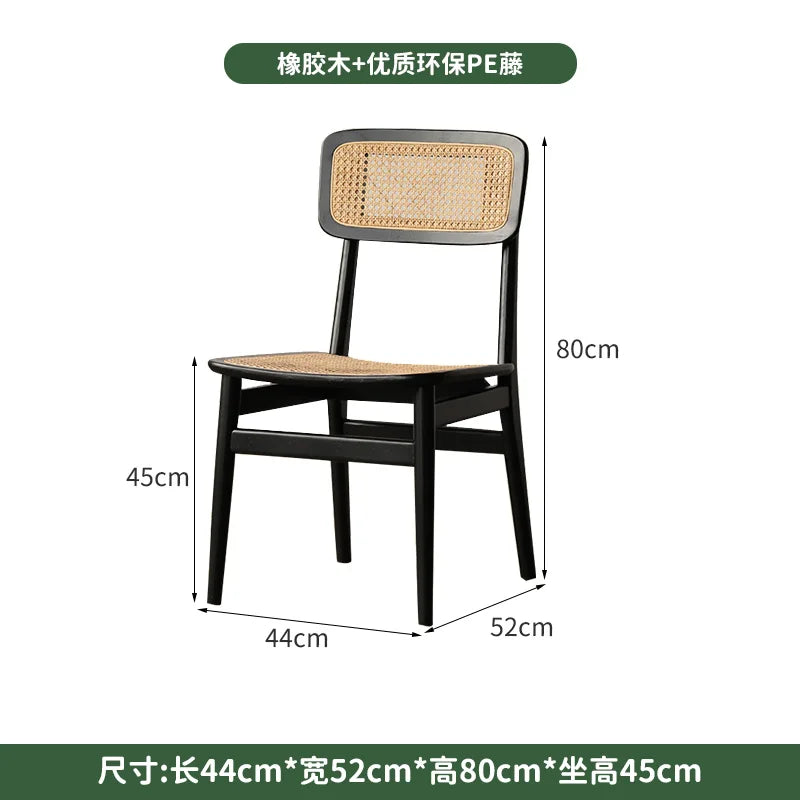 Solid Wood Leisure  Conference Chair Rattan Solid Wood Dining Chair with Backrest Commercial Table and Chair Combination