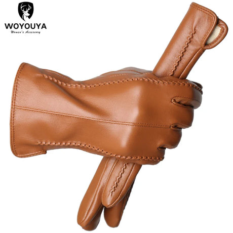 Touch Screen leather gloves,high-end leather gloves women,Genuine Leather winter gloves,Keep warm women's leather gloves-2226