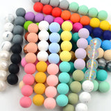 15mm 100pcs Round Silicone Beads Teether Baby Nursing Necklace Pacifier Clip Oral Care BPA Free Food Grade Colorful