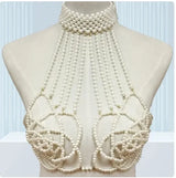 Body Chain  totally hand-made pearl Sexy For Body Waist Chain Women Sexy Festival Rave Outfit Waist Chain  Bra Rave Accessories