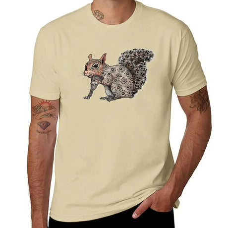 2024 spring and fall t shirt New Squirrel Totem T-Shirt plain t-shirt oversized clothes short sleeves pure cotton top streetwear