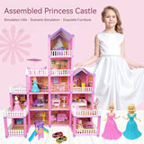 Kids Toy Simulation Doll House Villa Set Pretend Play House Assembly Toys Princess Castle Bedroom Girls Gift Toy For Children