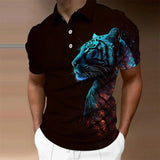 Animal Men Polo 3d Tiger&Lion Printed Ferocious Beast Men’S Clothing Summer Casual Short Sleeve Loose Oversize Shirts Senior Top