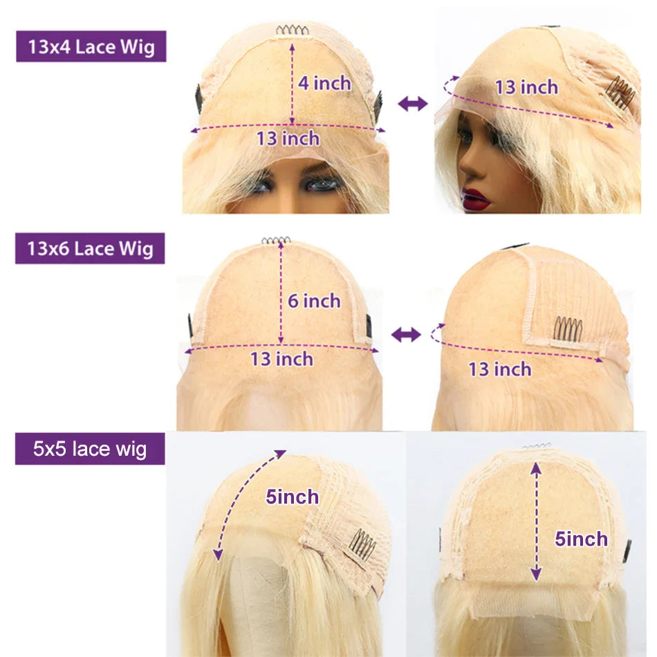 30 32 Inch 613 Honey Blonde Body Wave 13x6 HD Lace Frontal Human Hair Wigs Brazilian Colored 5x5 Closure Glueless Wig For Women