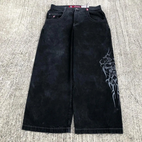 Y2K Harajuku clothing jeans Vintage print hip hop trend American black jeans men women street 2023 new Gothic casual baggy jeans