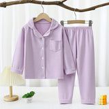 2023 Autumn Winter Children Pajama Sets Solid Color Sleepwear for Kids 1-16years Teen Pijamas Boys Girls Loungewear Baby Clothes