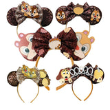 Chip and Dale Mickey Mouse Ears Headbands Women Aladdin Hair Accessories Kids Genie of The Lamp Hairband Girl Bow Headwear