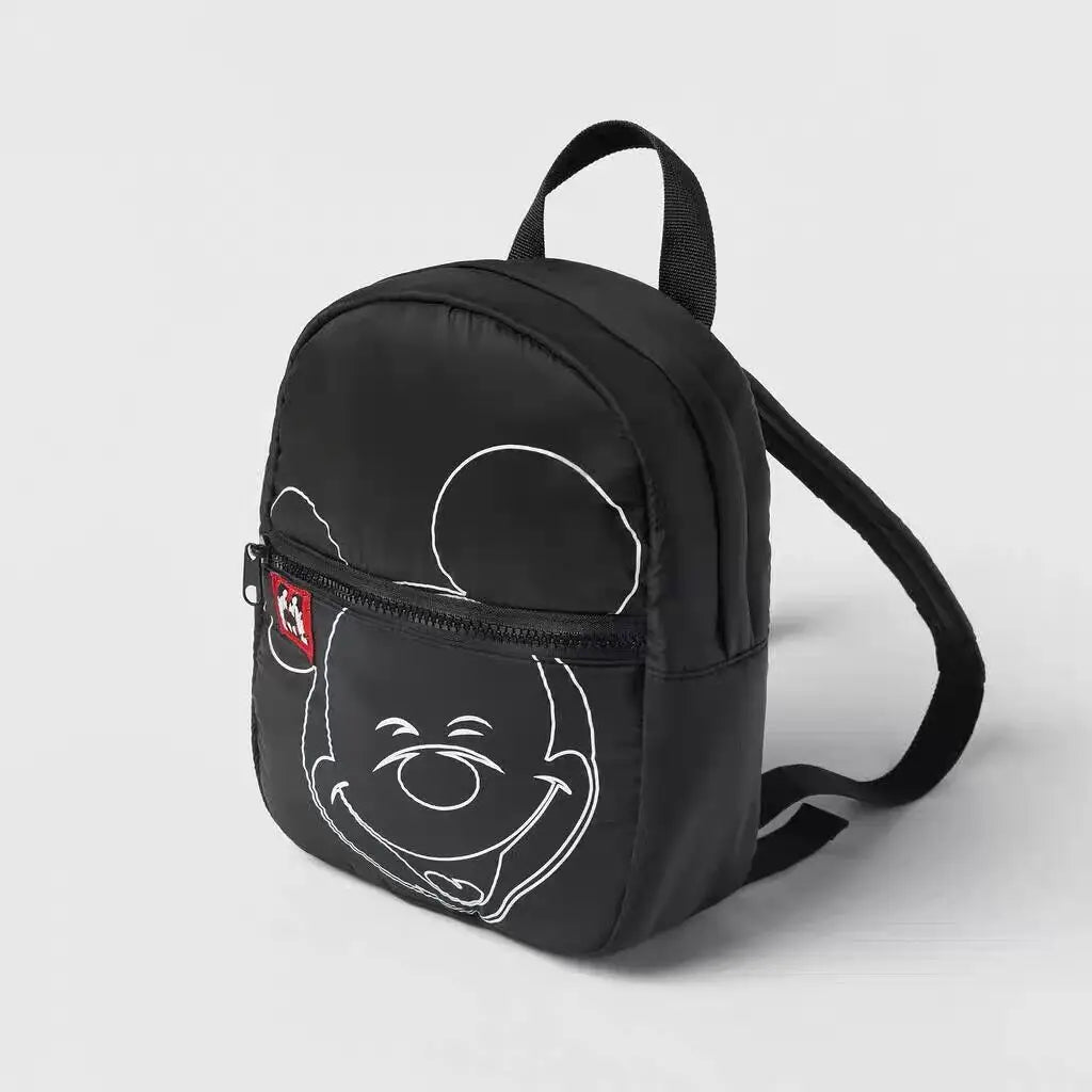 Mickey Disney Brand New Style Black Backpacks Children Printing Cute Soft Fashion Trendy Simple Canvas Bags For Baby Girls Boys