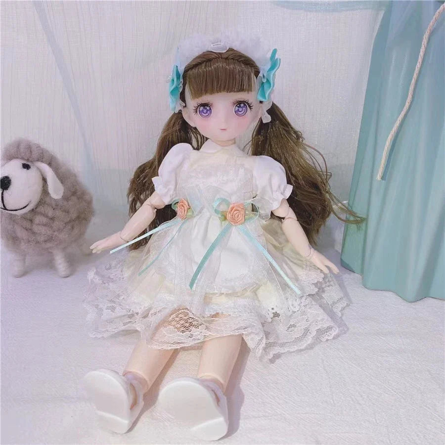 BJD Girl Dolls 30cm Kawaii 6 Points Joint Movable Dolls With Fashion Clothes Soft Hair Dress Up Girl Toys Birthday Gift Doll New