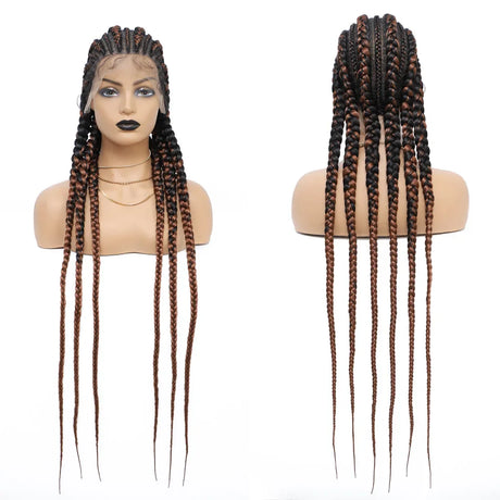 36" Full Lace Braided Wigs Lace Front Wig Jumbo Knotless Box Braids Wig Synthetic Braided Wig For Black Women Wig Braide African