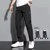 Men's Pants 2024 Casual Business Stretch Slim Fit Elastic Waist Korean Classic Blue Black Gray Male Brand Trousers