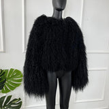 Real Sheepskin Coats For Mongolian Lamb Fur Coat Women Natural Sheep Fur Jacket With Lapel Short Fur Outerwear