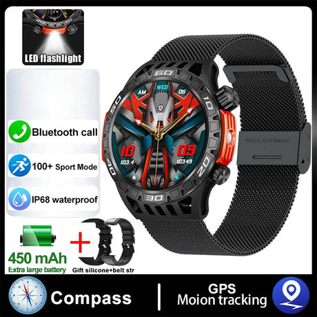 2024 New Smart Watch Men Outdoor Military Sports Fitness IP68 Waterproof Watch Bluetooth Call Heart Rate Detection Smart Watch