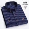 M~6XL Men's Shirt Long Sleeve Cotton Oxford Fashion Casual One Pocket Regular Fit Striped Business Formal Shirt