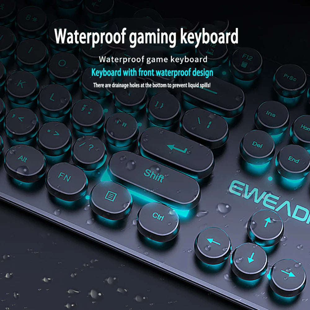 Three-piece Set Punk Gaming Keyboard and Mouse Earphone Set Luminous Keyboards 1600 DPI Mice Headset Combos Computer Accessories