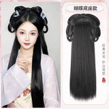 Hanfu Cosplay Wigs Women Black Anime Ancient Chinese Hanfu Wigs Headgear Accessories Hanfu Long Straight Wigs Black Wig Headband