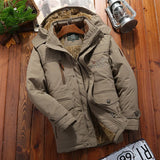 Big Size Multi-pocket Men's Winter Jacket Fleece Linning Outdoor Parka Coat Hooded Windbreaker Military Thick Warm Outerwear