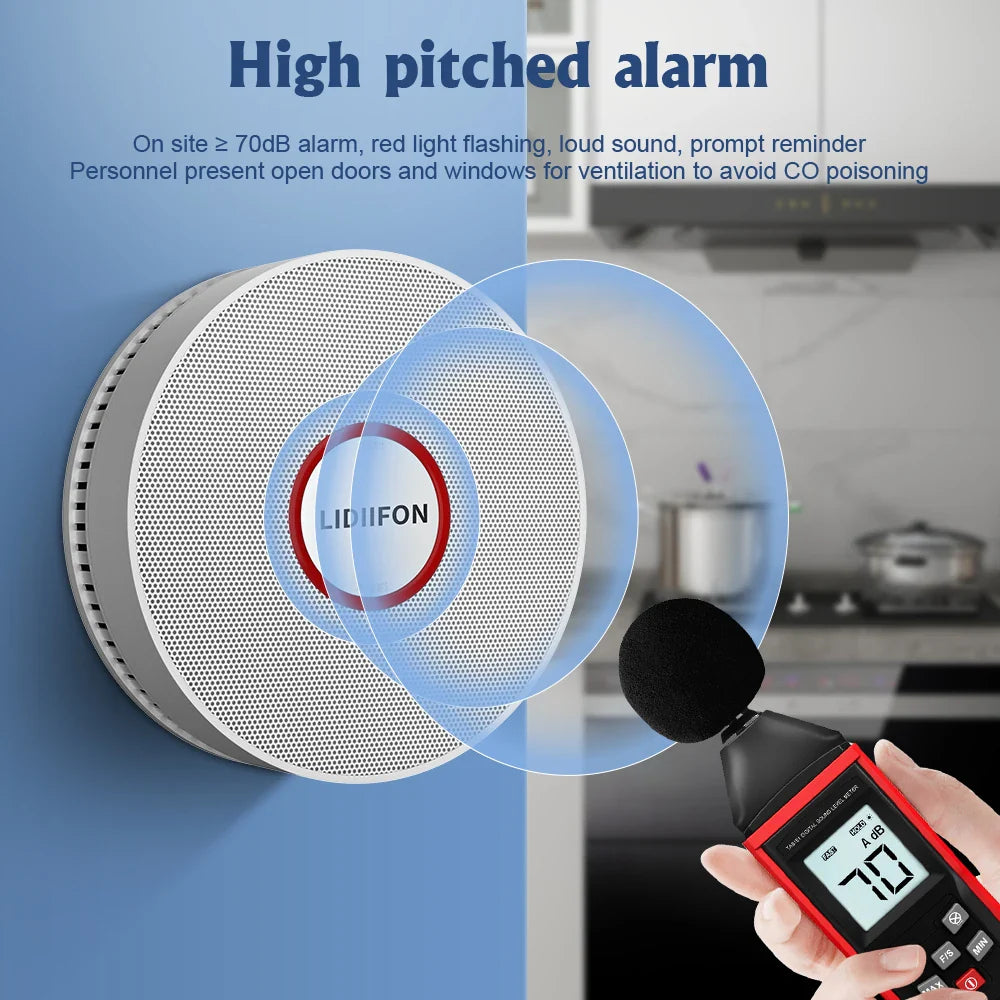 High Sensitive Composite Carbon Monoxide Detector Independent Use Wireless Fire Protection Smoke alarm Sensor for Home Kitchen