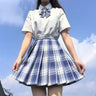 Japanese School Uniform Korean Student JK Seifuku Blouse Pleated Skirt Sailor Full Set Girl Plaid Skirt Pink Uniforms for Woman