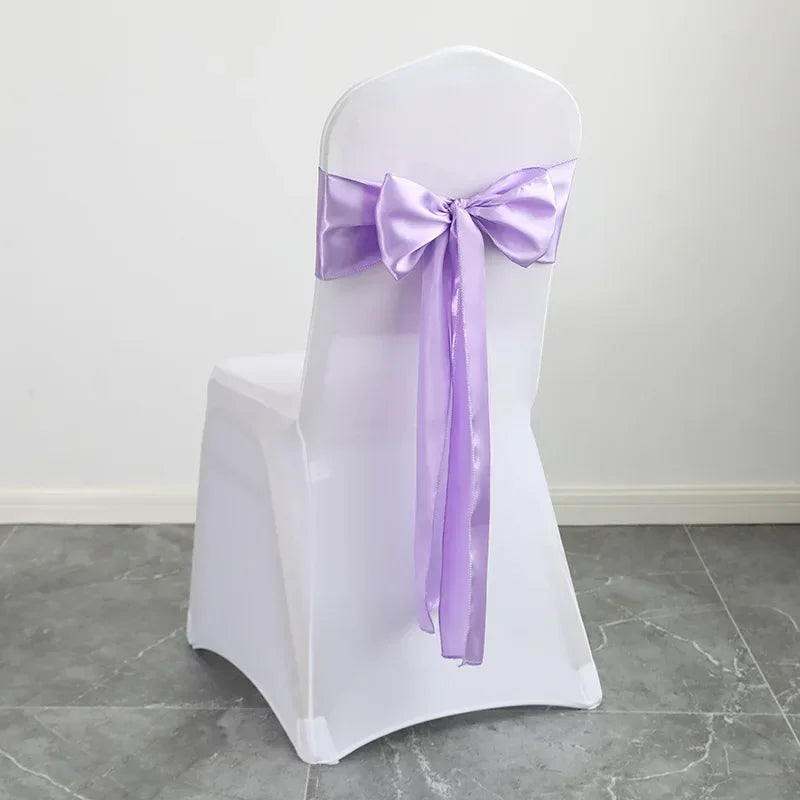 50PCS 17x275cm Rose Gold Satin Chair Sashes Bows Chair Cover Ribbons for Wedding Banquet Party Baby Shower Event Decorations