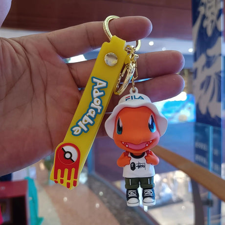 Pokemon Keychain Anime Figures Pikachu Cartoon Key Chain Charmander Psyduck Fashion Bag Keyring Pendant Accessories Toy Kid Gift