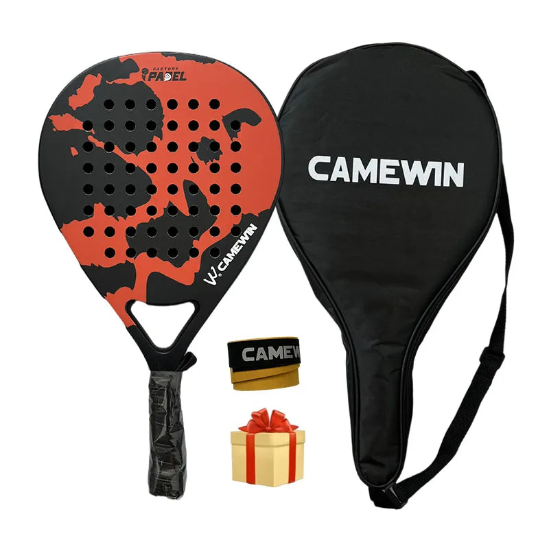 Camewin Padel Racket Tennis Carbon Fiber Soft EVA Face Tennis Paddle Racquet Racket with Padle Bag Cover With Free Gift New Hot