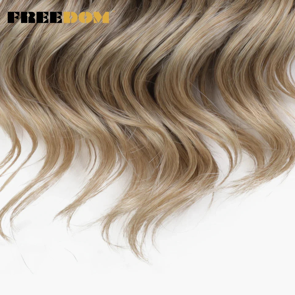 FREEDOM Deep Wavy Twist Crochet Hair 16 Inch Synthetic Curly Crochet Braids Hair High Temperature Fiber Braiding Hair Extensions