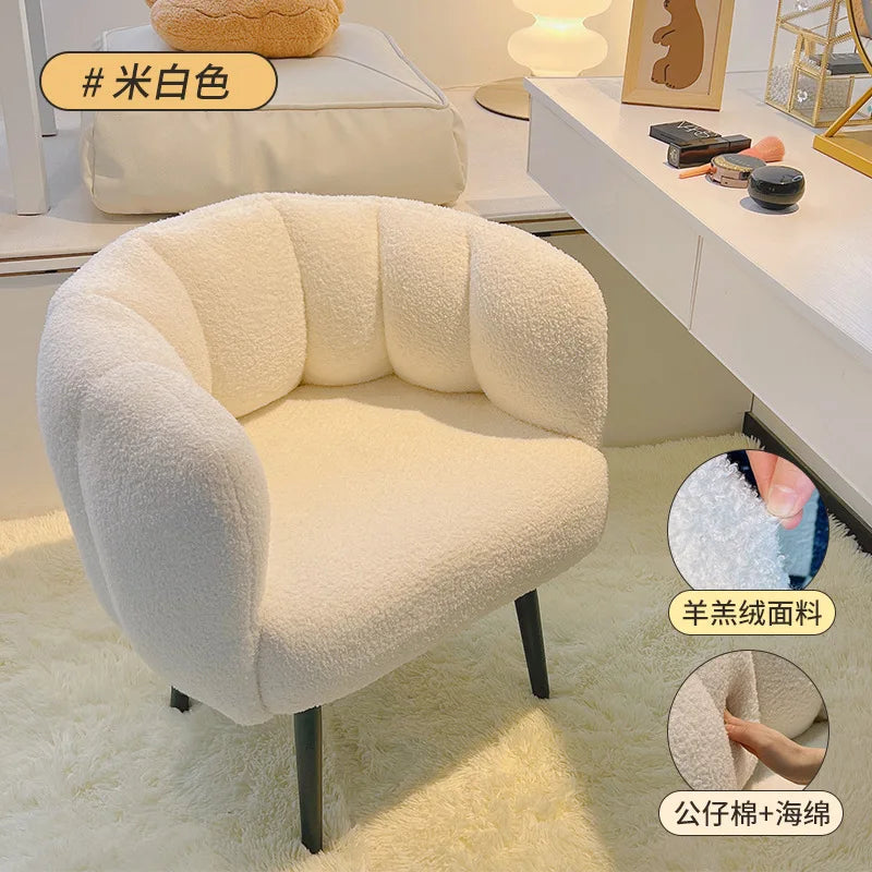 Pumpkin Living Room Chair Nordic Ins Make up Vanity Chair Single Sofa Bedroom Balcony Chairs Soft Sherpa Leisure Seat Home