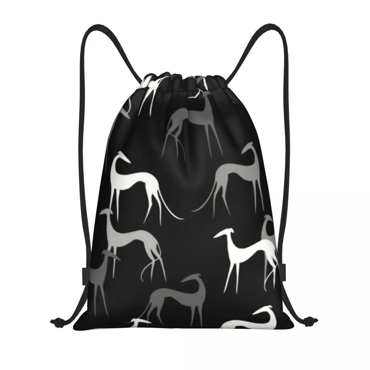 White Galgos Drawstring Bag Men Women Foldable Gym Sports Sackpack Whippet Greyhound Hound Dog Shopping Storage Backpacks