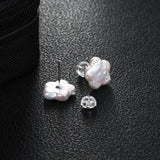 Baroque Natural Freshwater Pearls Square Shape and Multiple Styles Stud Earrings 925 Sterling Silver Fashion Jewelry for Women