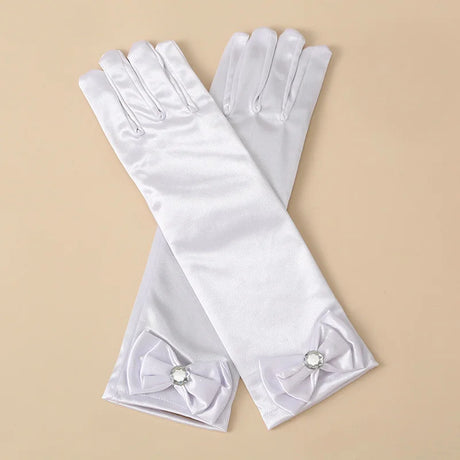 10Styles Big Bow Children’s Satin Gloves Elegant Sunscreen Princess Wedding Ceremony Party Stage Performance Hand Decoration