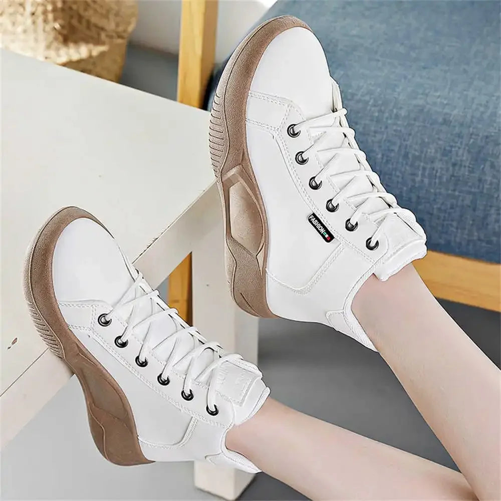 Thick Heel Round Toe White Sneakers Vulcanize Women's Shoes 2024 Models Moccasins Woman 2024 Sport Losfers High Tech