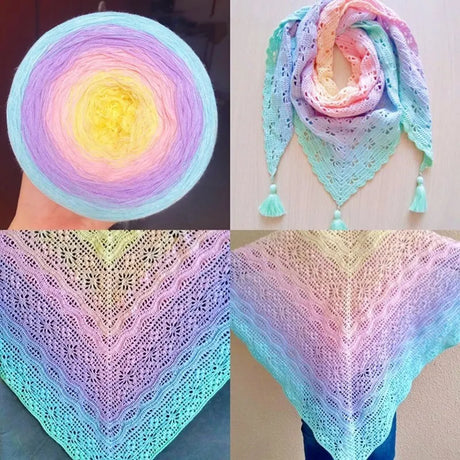 300g Cake Gradient Color Crocheted Shawl Blanket DIY Hand Knitted Cotton Blended Yarn